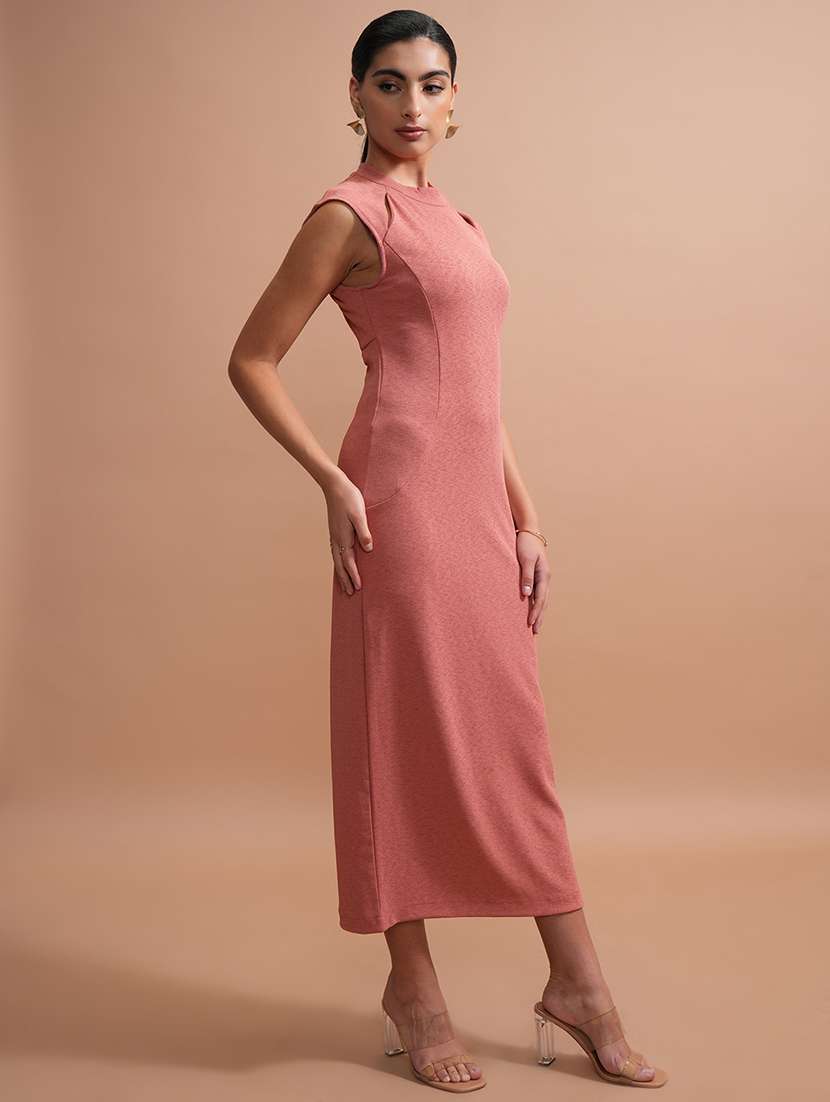 women pink polyester a-line dress - 22470729 -  Standard Image - 5