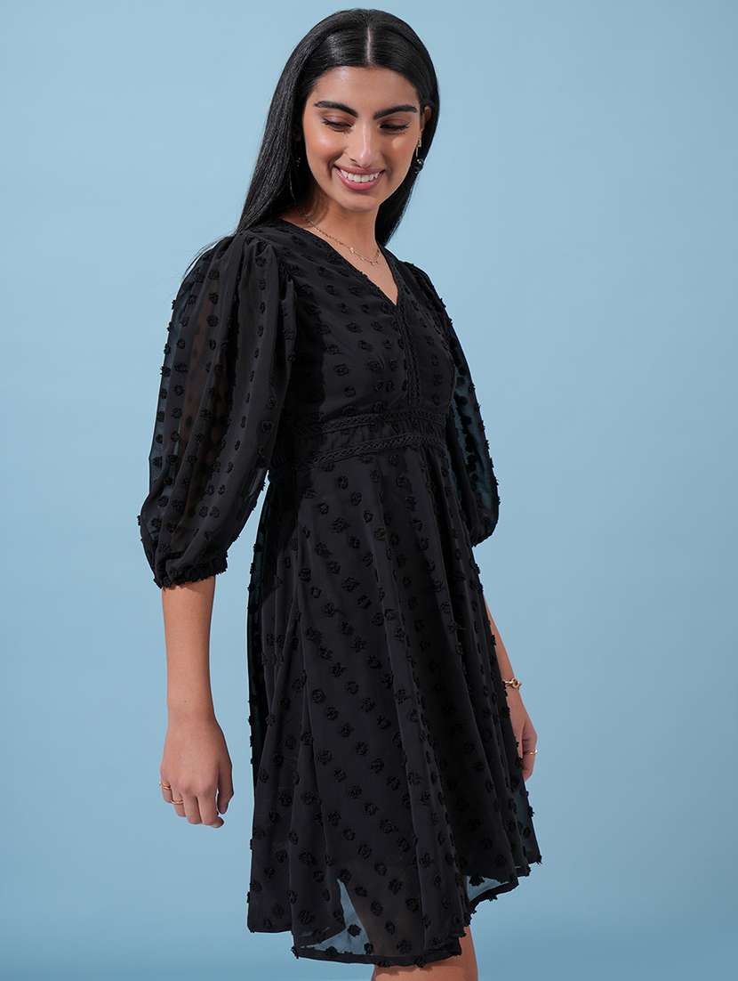 women black polyester fit & flare dress - 22470733 -  Standard Image - 3