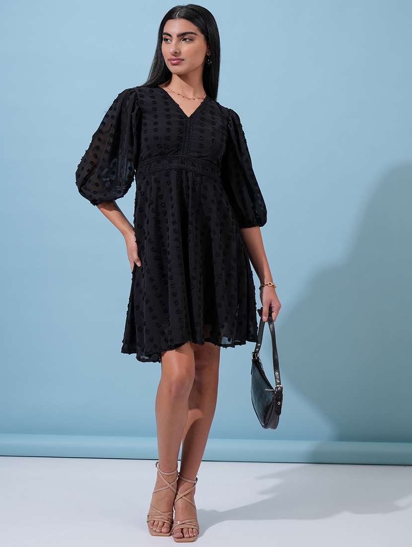 women black polyester fit & flare dress - 22470733 -  Standard Image - 5