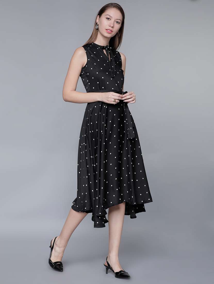 women black polyester fit & flare dress