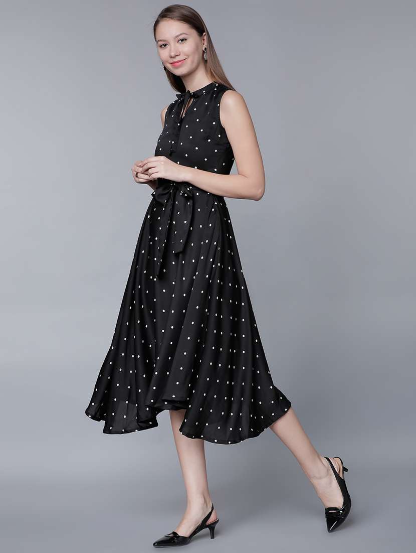 women black polyester fit & flare dress - 22470752 -  Standard Image - 3