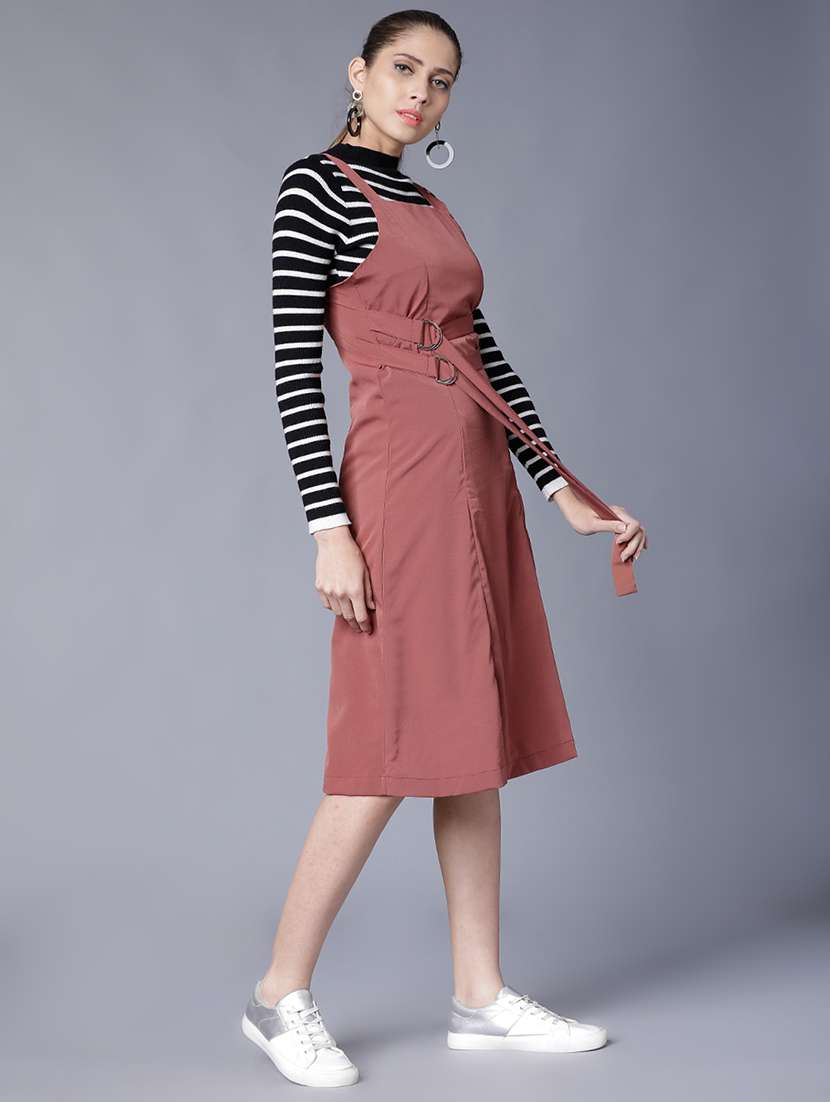 women rust polyester fit & flare dress - 22470753 -  Standard Image - 3