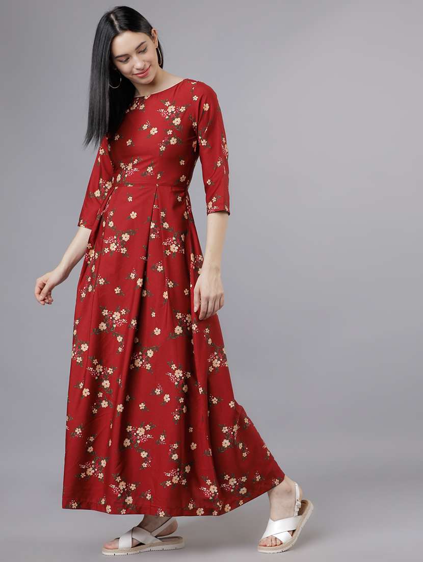 women red polyester fit & flare dress - 22470755 -  Standard Image - 3