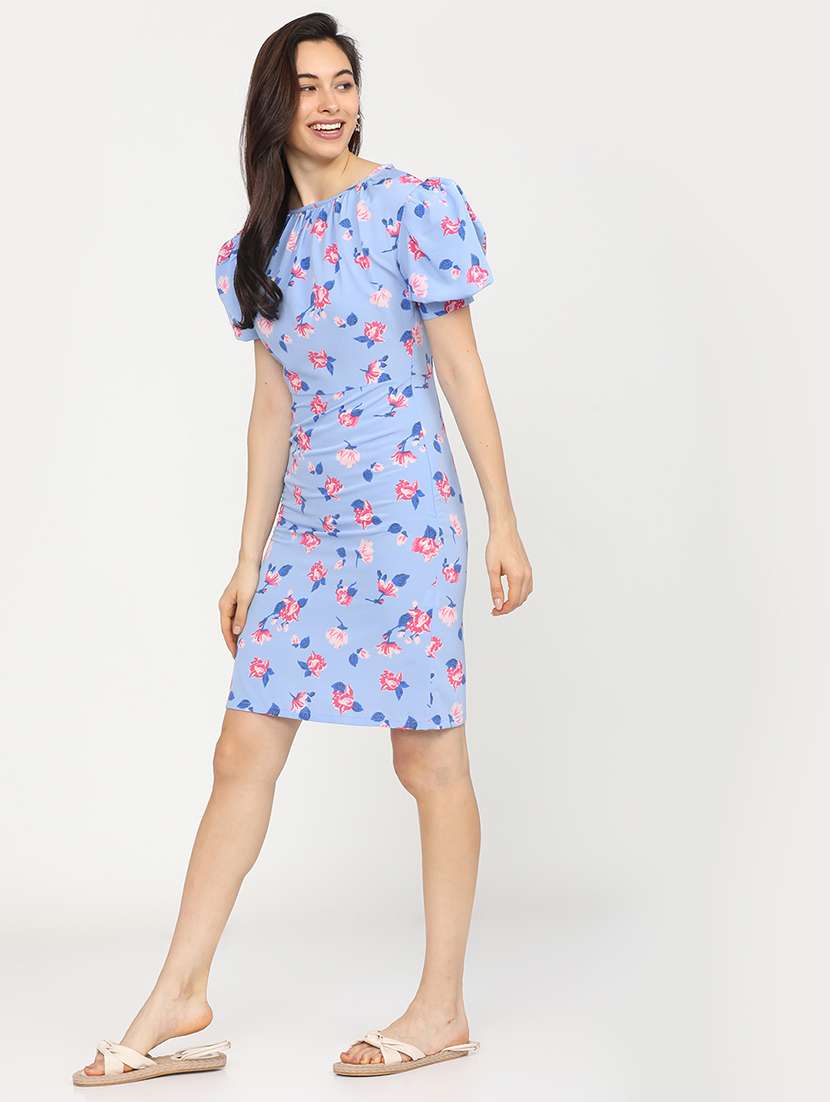 women blue polyester a-line dress - 22470761 -  Standard Image - 3