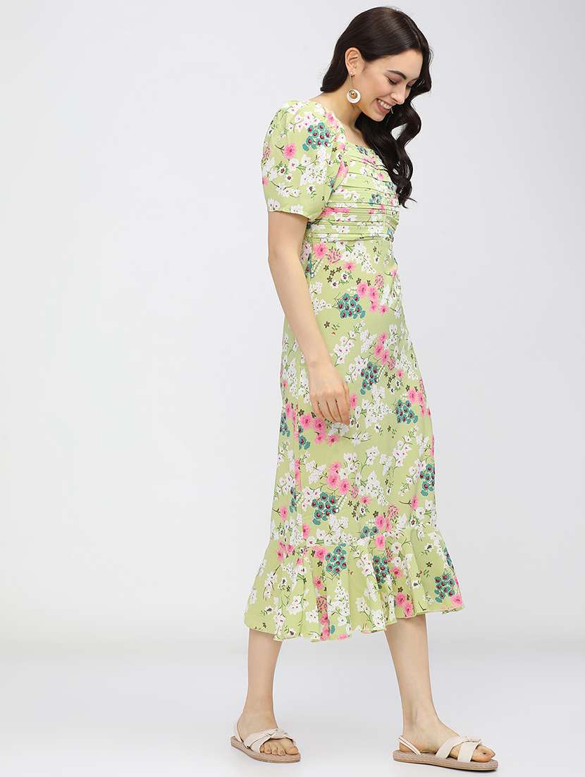 women green polyester fit & flare dress - 22470764 -  Standard Image - 3