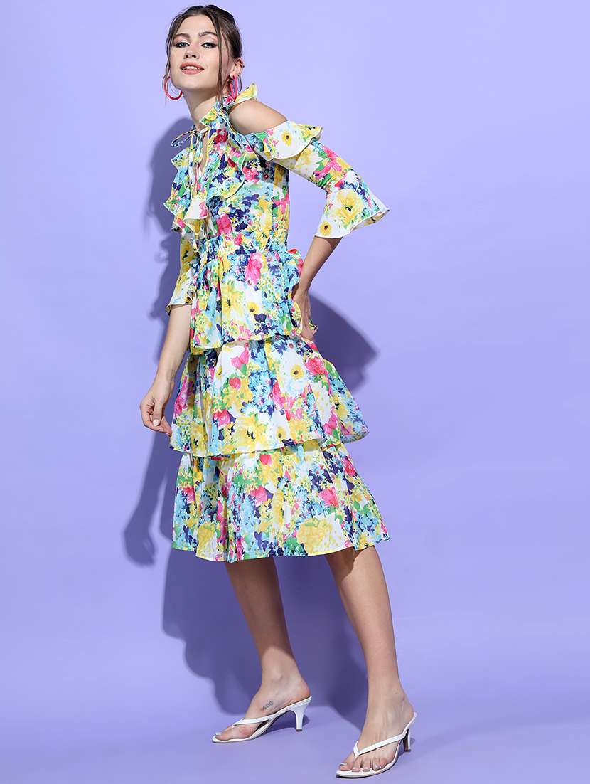 women blue polyester fit & flare dress - 22470767 -  Standard Image - 3