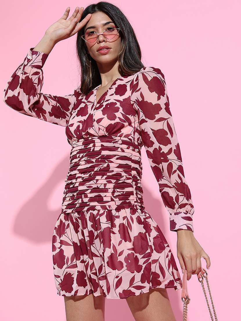 women pink polyester fit & flare dress - 22470769 -  Standard Image - 5