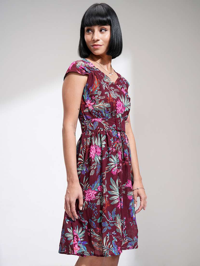 women maroon polyester a-line dress - 22470782 -  Standard Image - 3