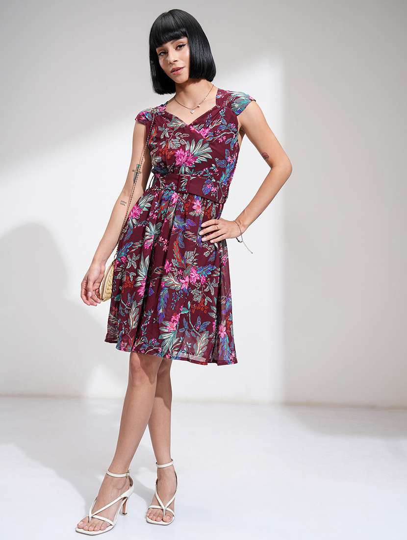 women maroon polyester a-line dress - 22470782 -  Standard Image - 5