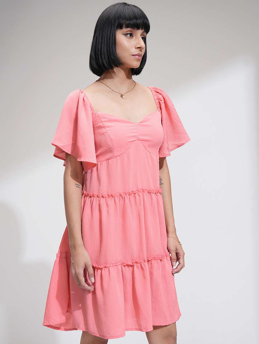 women pink polyester fit & flare dress - 22470815 -  Standard Image - 3