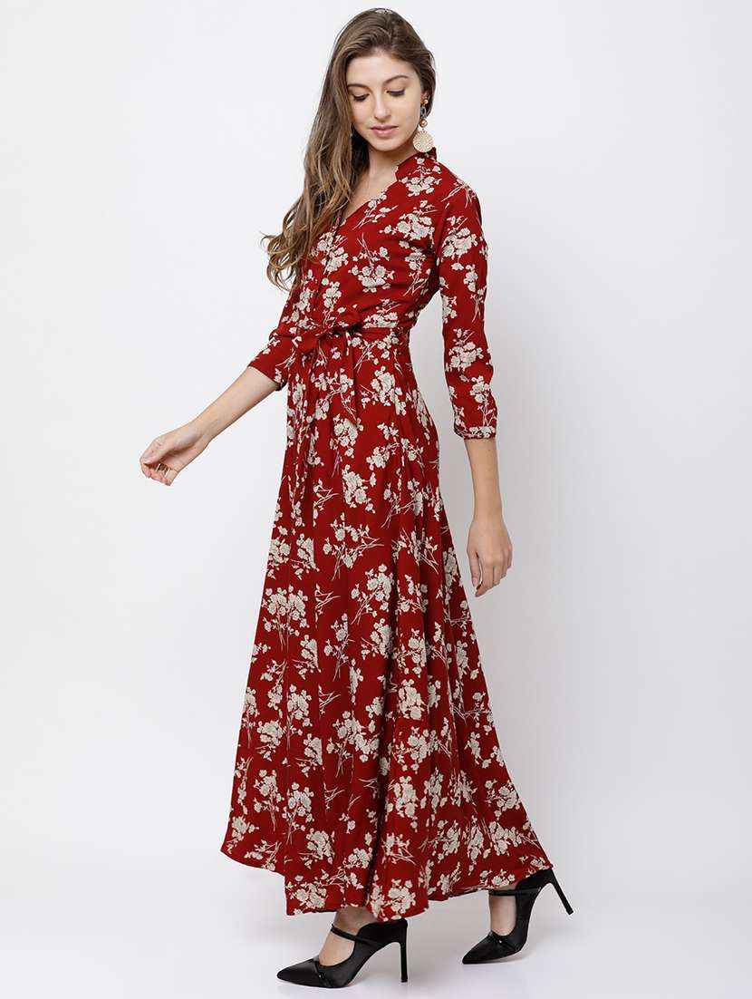 women maroon polyester a-line dress - 22470819 -  Standard Image - 3