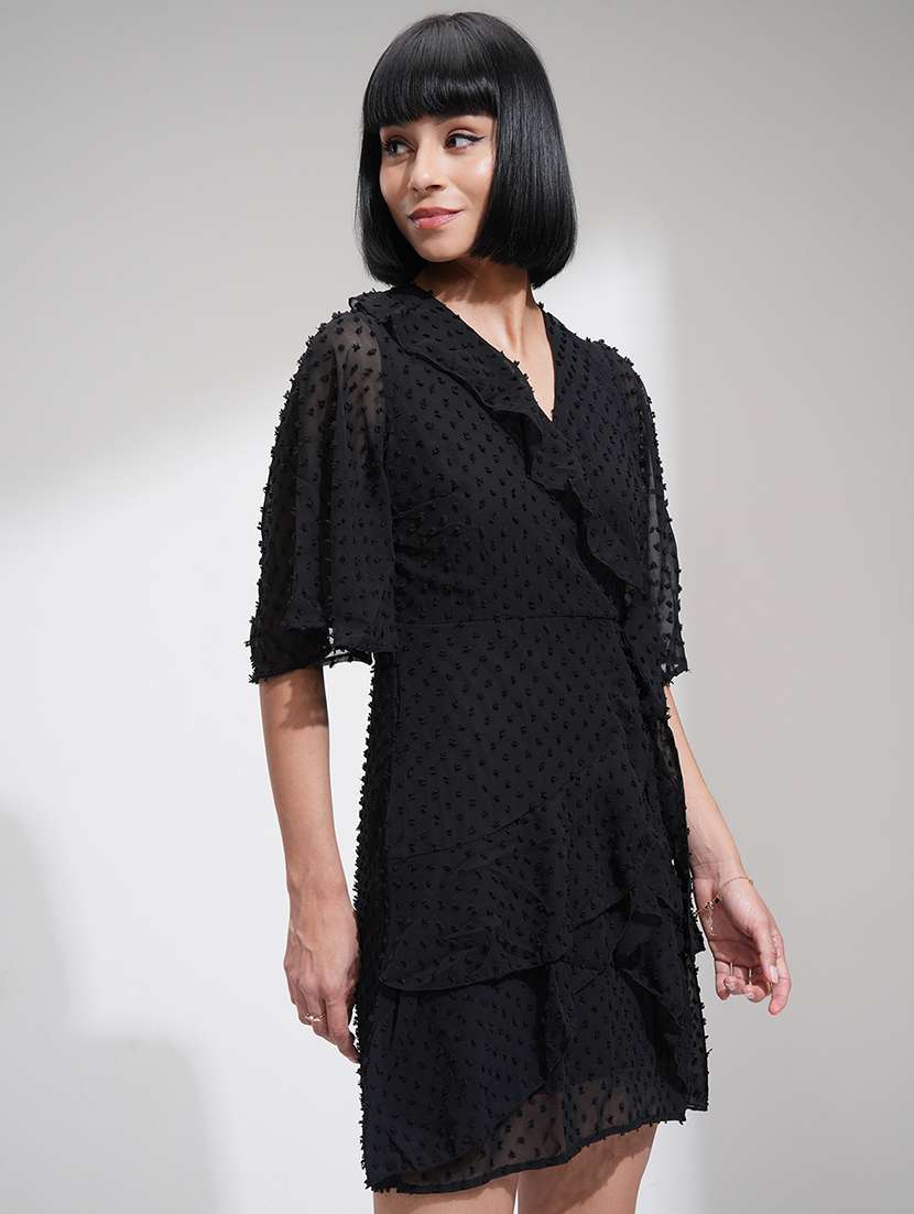 women black polyester fit & flare dress - 22470820 -  Standard Image - 3