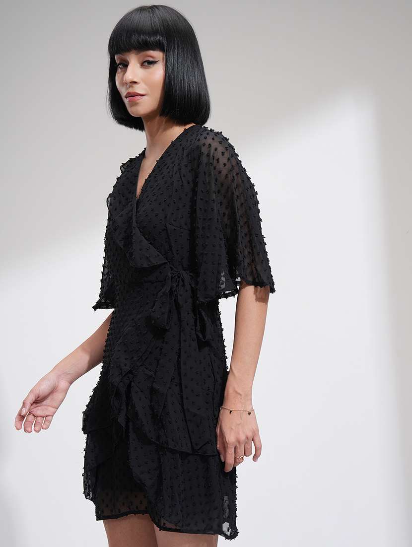 women black polyester fit & flare dress - 22470820 -  Standard Image - 5
