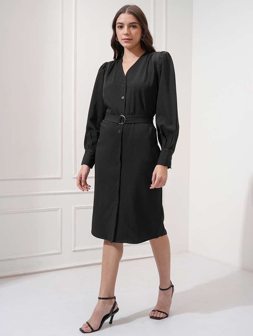 women black polyester shift dress - 22470828 -  Standard Image - 3