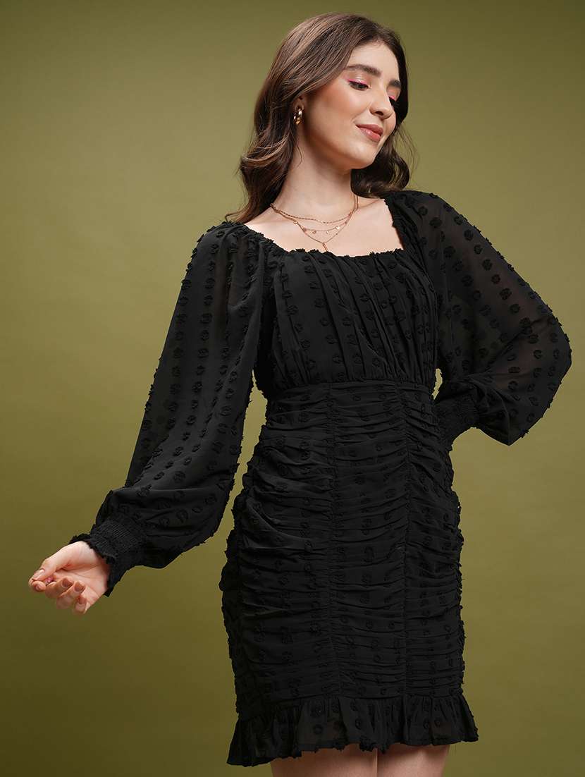 women black polyester fit & flare dress - 22470834 -  Standard Image - 3