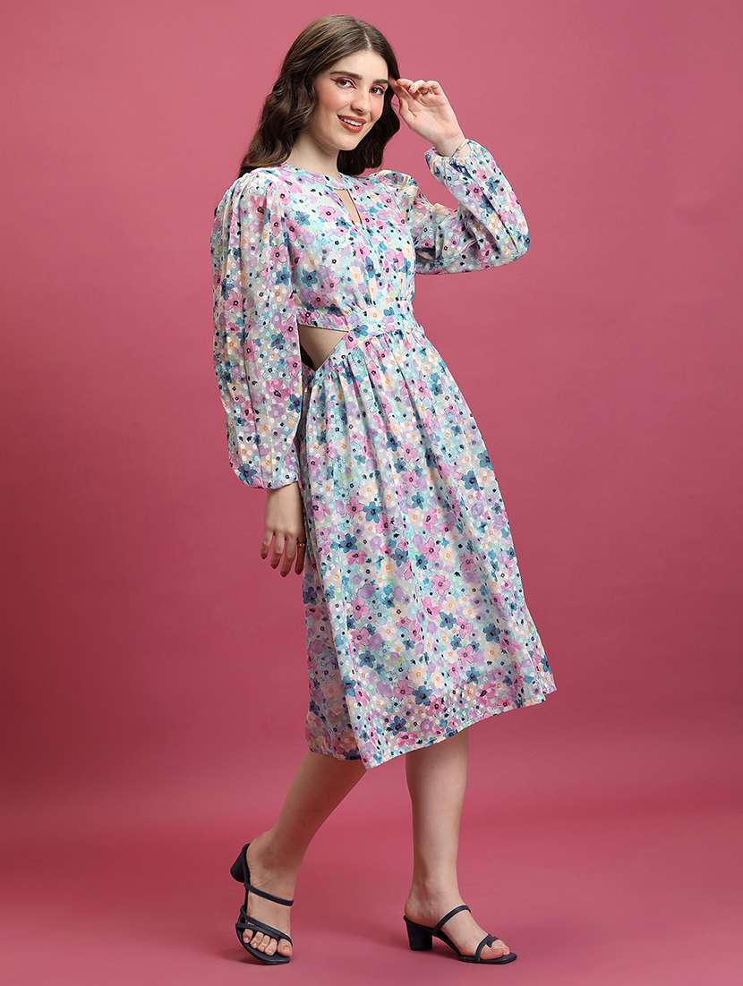 women multi color polyester fit & flare dress - 22470835 -  Standard Image - 3