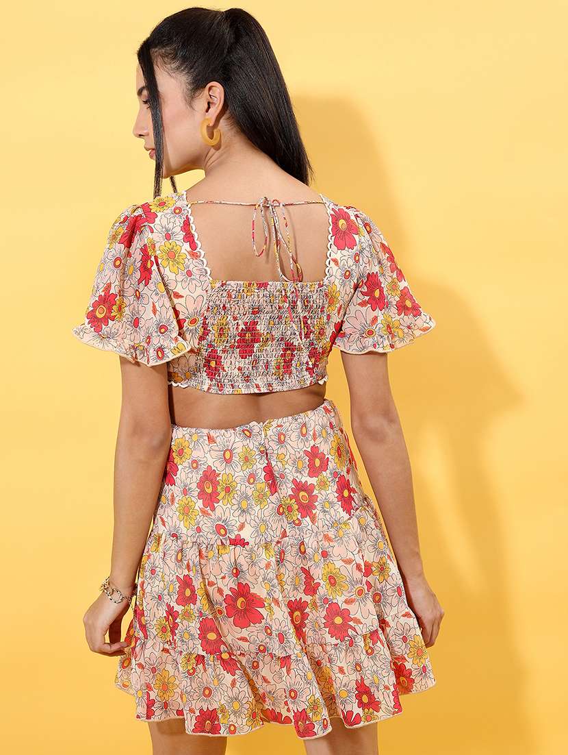 women peach polyester fit & flare dress - 22470846 -  Standard Image - 3