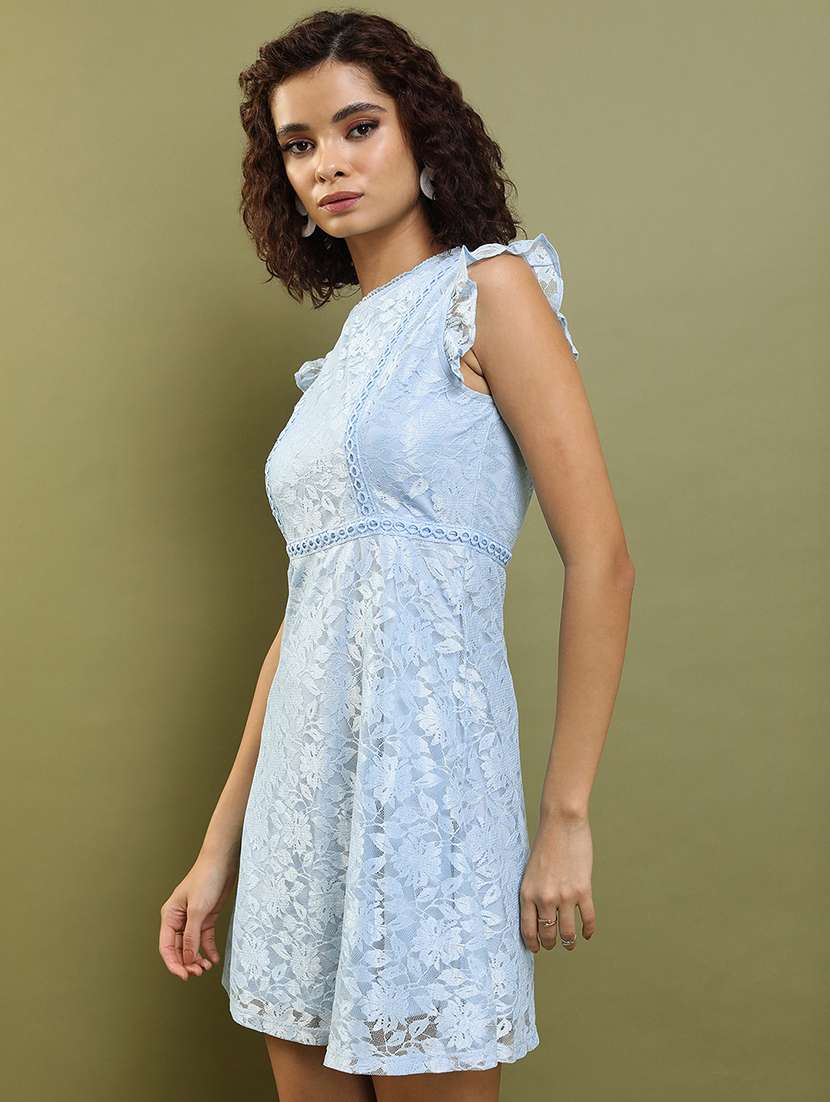 women blue polyester fit & flare dress - 22470848 -  Standard Image - 3