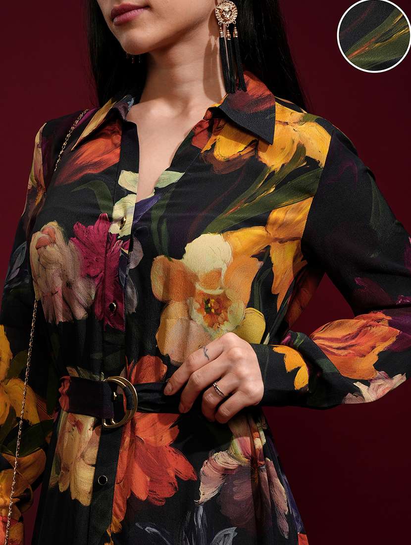 women black polyester shirt dress - 22470901 -  Standard Image - 5