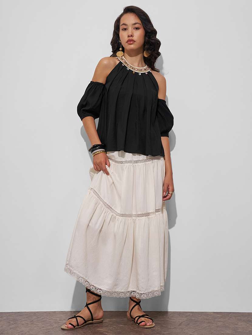 women solid black viscose regular top - 22470928 -  Standard Image - 5