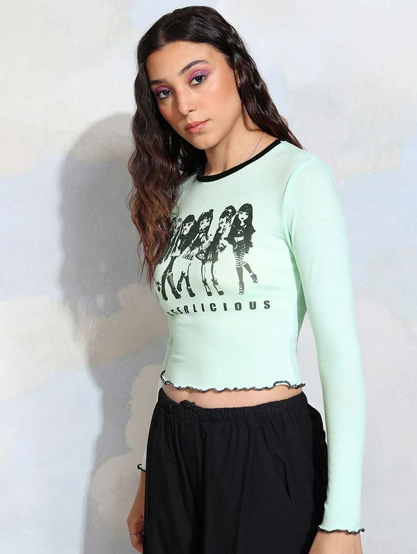 women graphic  green polyester regular top - 22470934 -  Standard Image - 3