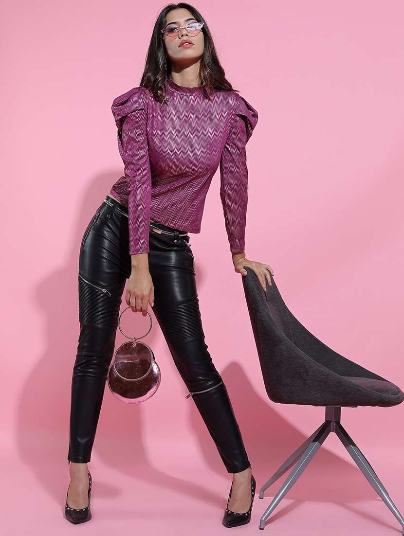 women solid magenta polyester regular top - 22470949 -  Standard Image - 5