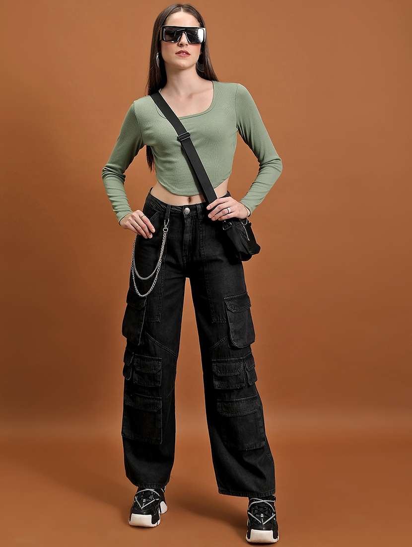women solid olive polyester regular top - 22470957 -  Standard Image - 5