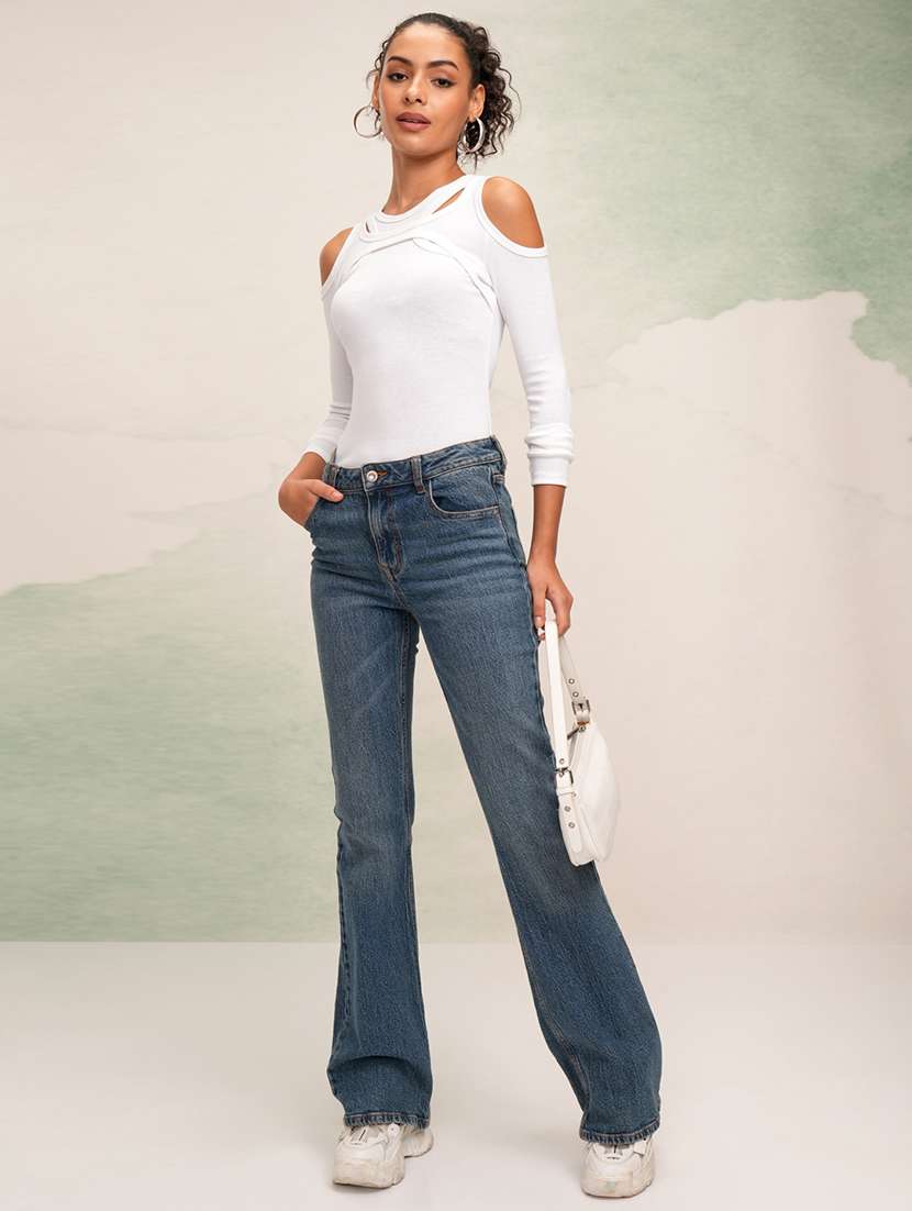 women solid white polyester regular top - 22470973 -  Standard Image - 5