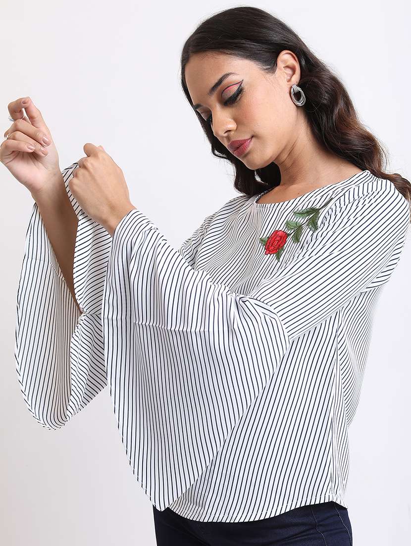 women printed navy blue polyester regular top - 22470975 -  Standard Image - 3