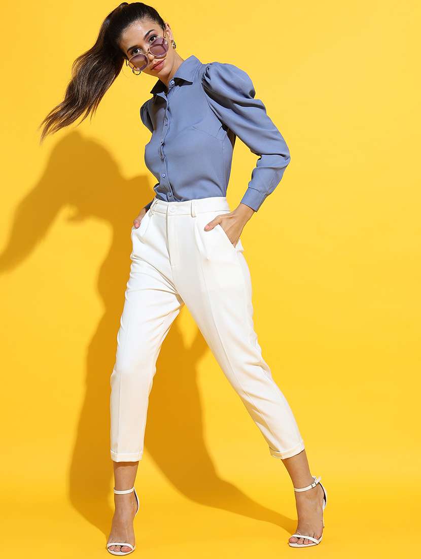 women solids blue polyester regular top - 22470994 -  Standard Image - 5