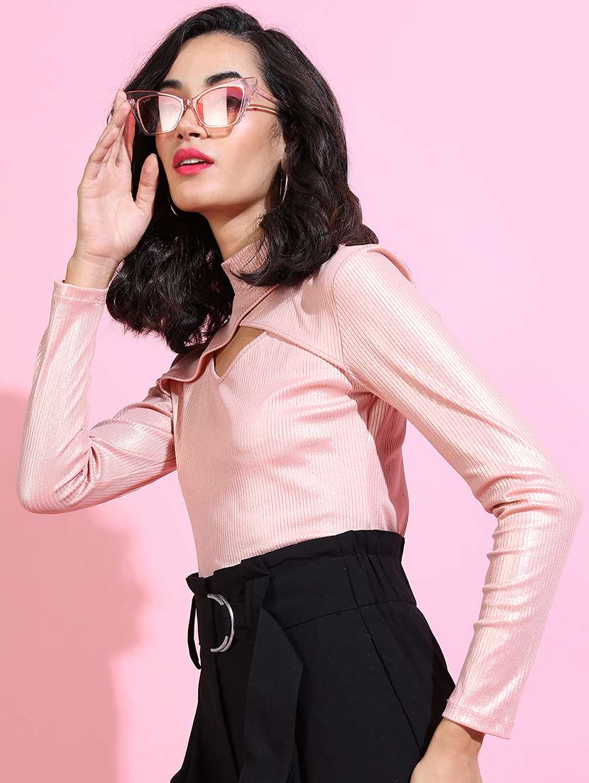 women solids pink polyester regular top - 22471026 -  Standard Image - 3