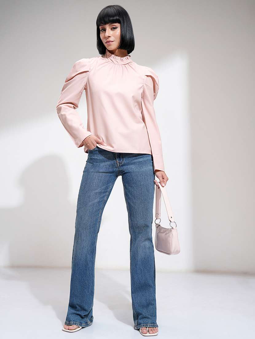women solid peach polyester regular top - 22471057 -  Standard Image - 5