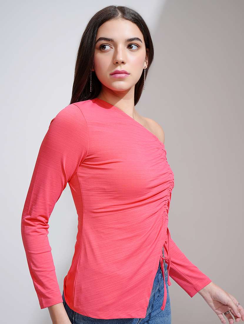 women solid pink polyester regular top - 22471070 -  Standard Image - 3