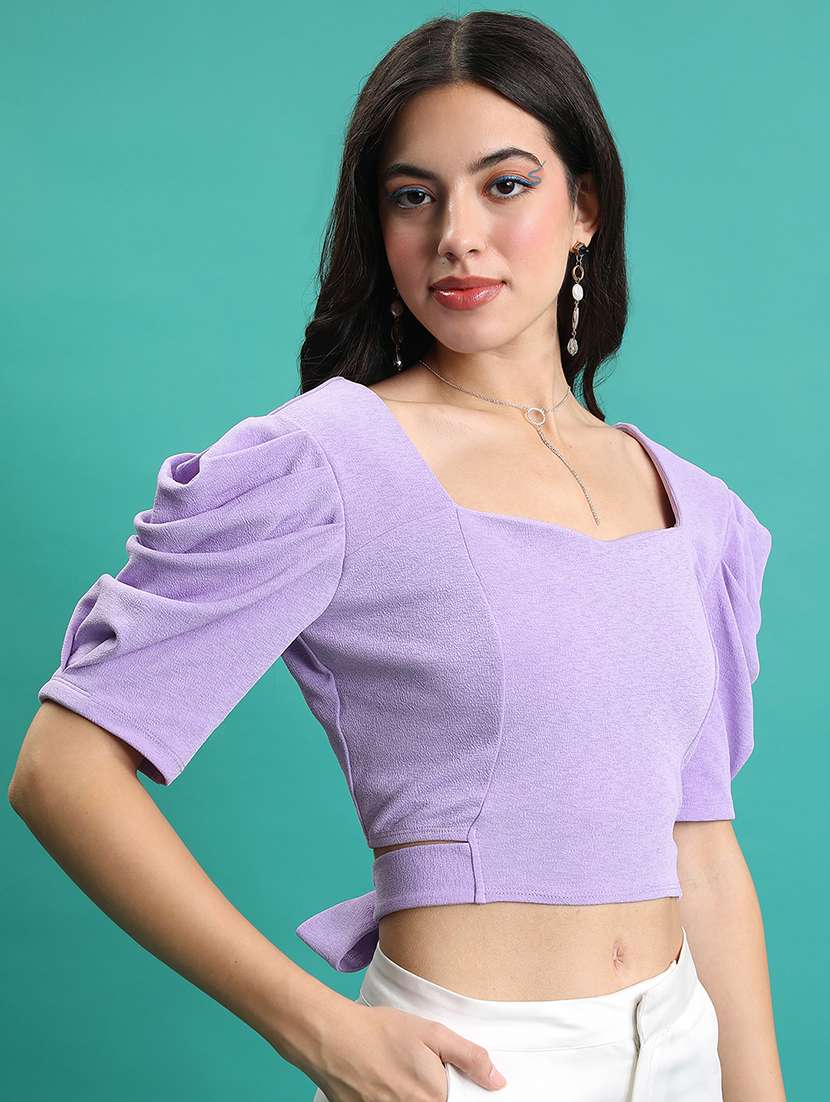 women solid purple polyester regular top - 22471079 -  Standard Image - 3