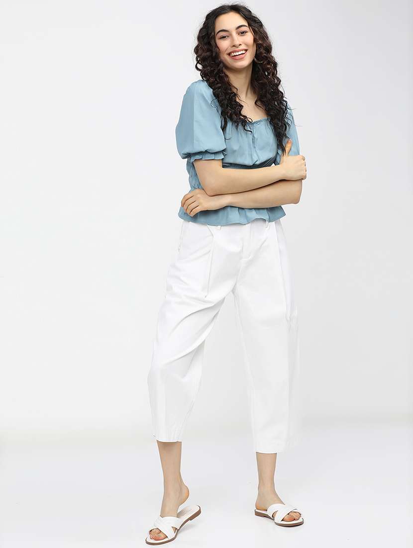 women solid blue polyester regular top - 22471088 -  Standard Image - 5