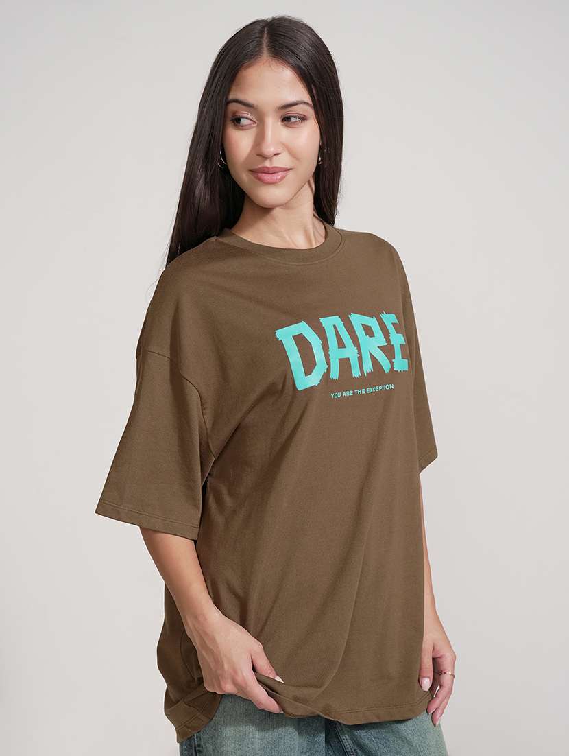 Women Printed Brown Cotton Regular T-shirt - 22471122 -  Standard Image - 3