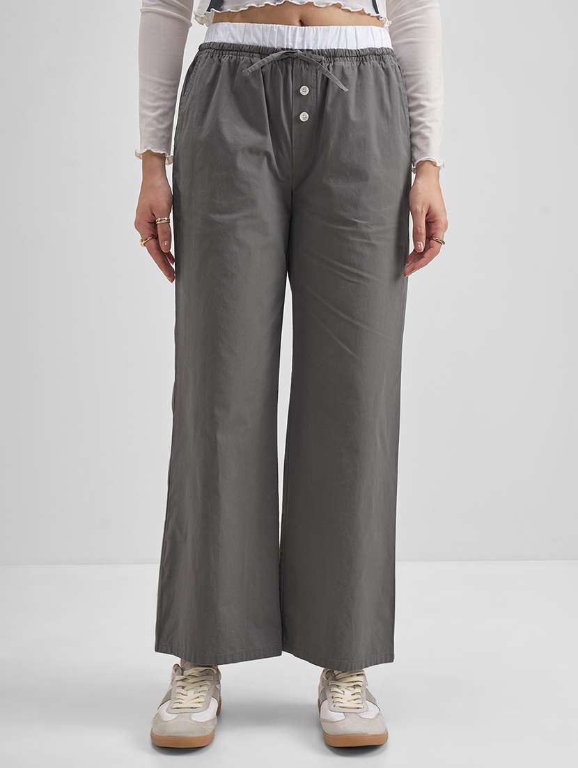 women grey cotton chinos trouser