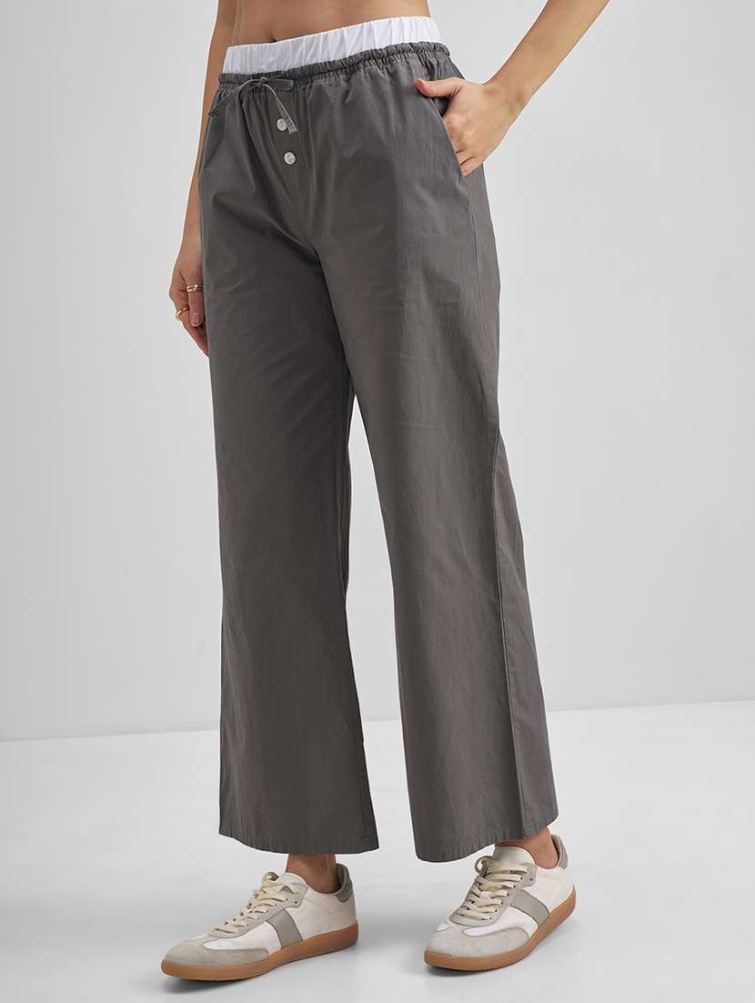 women grey cotton chinos trouser - 22471148 -  Standard Image - 3