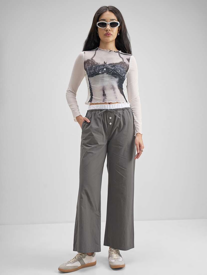 women grey cotton chinos trouser - 22471148 -  Standard Image - 5