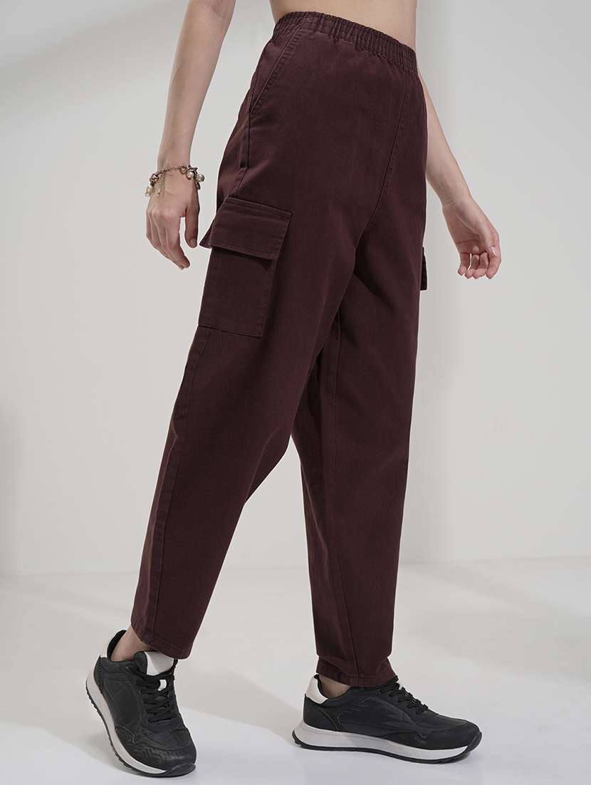 women brown cotton chinos trouser - 22471153 -  Standard Image - 3