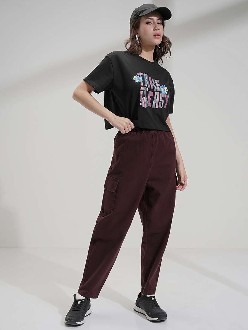 women brown cotton chinos trouser - 22471153 -  Standard Image - 5