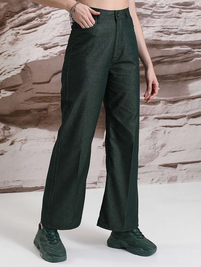 women teal cotton chinos trouser - 22471154 -  Standard Image - 3