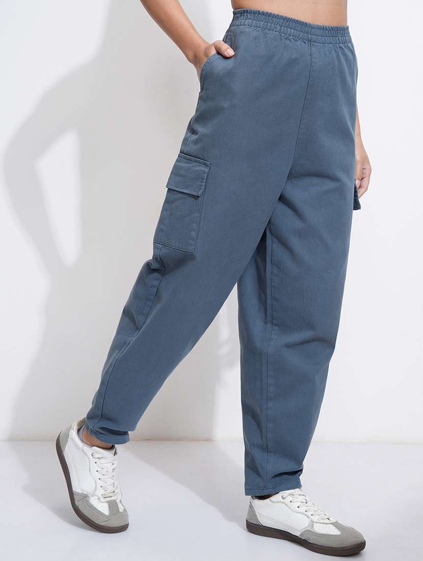 Women Blue Cotton Chinos Trouser - 22471161 -  Standard Image - 3