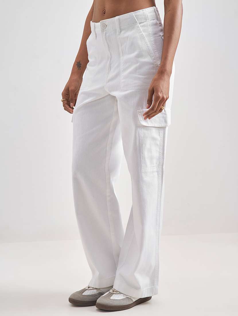 women white cotton chinos trouser - 22471162 -  Standard Image - 3