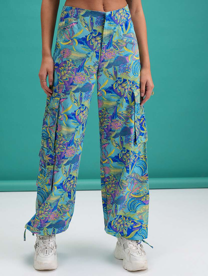 women blue cotton chinos trouser