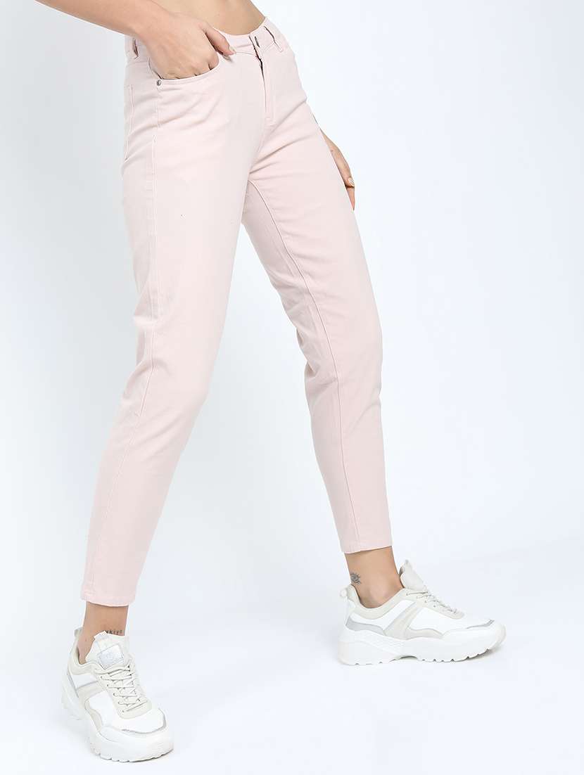 women pink cotton chinos trouser