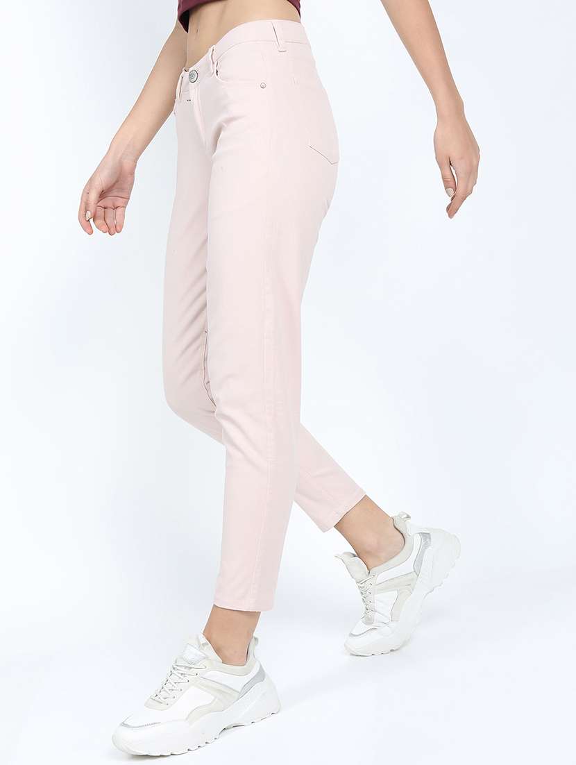 women pink cotton chinos trouser - 22471180 -  Standard Image - 3