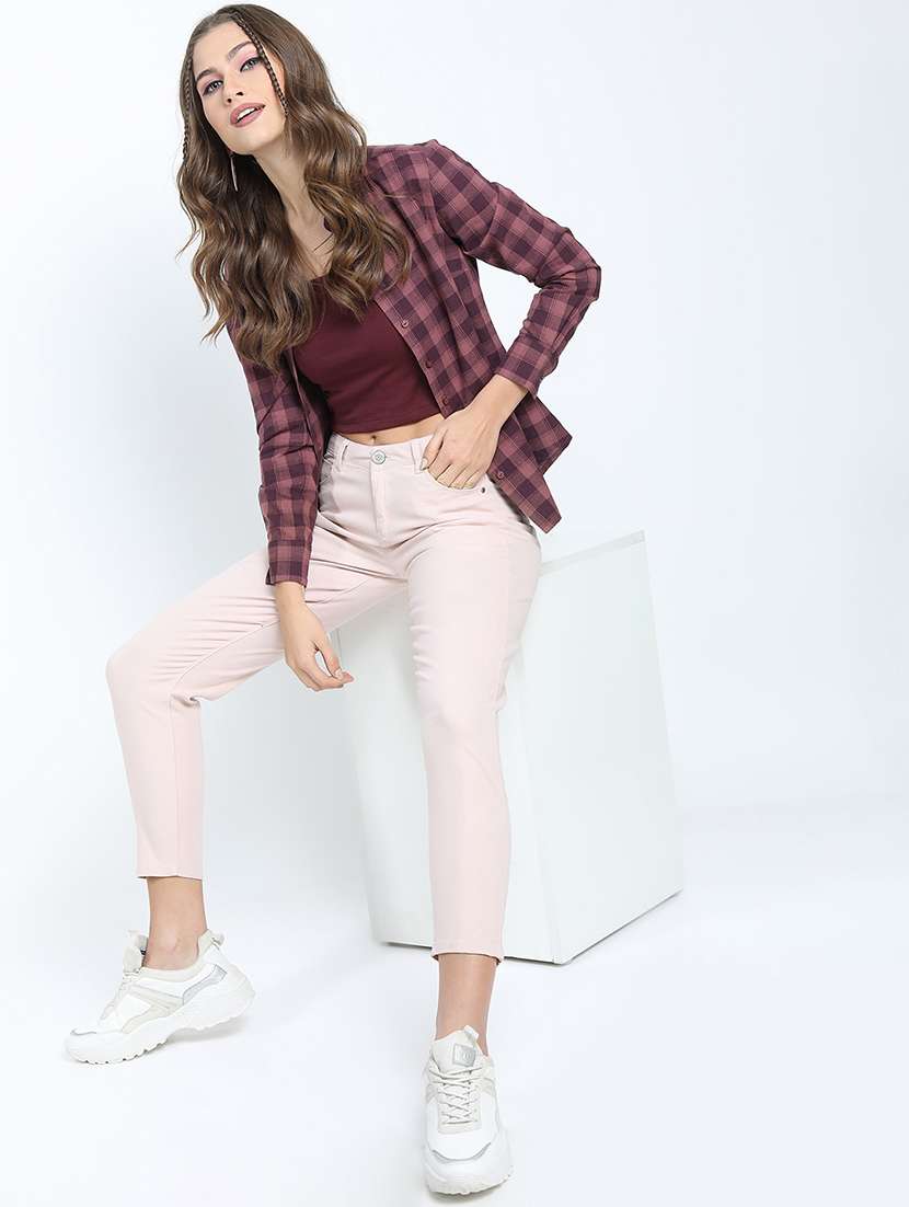 women pink cotton chinos trouser - 22471180 -  Standard Image - 5