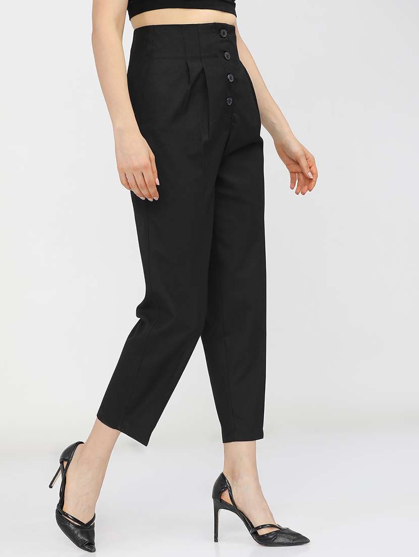 women black polyester chinos trouser - 22471194 -  Standard Image - 3