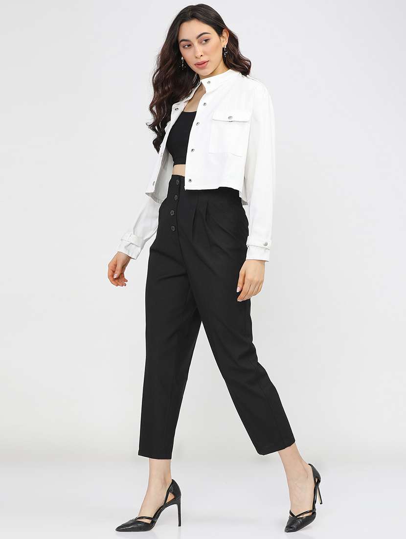 women black polyester chinos trouser - 22471194 -  Standard Image - 5